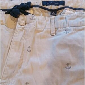 Tommy Hilfiger Mens 38 Shorts Chino Flat Front Beige Allover Anchor Embroidered